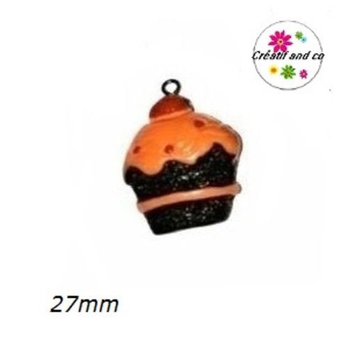 Breloque cupcake choco/orange