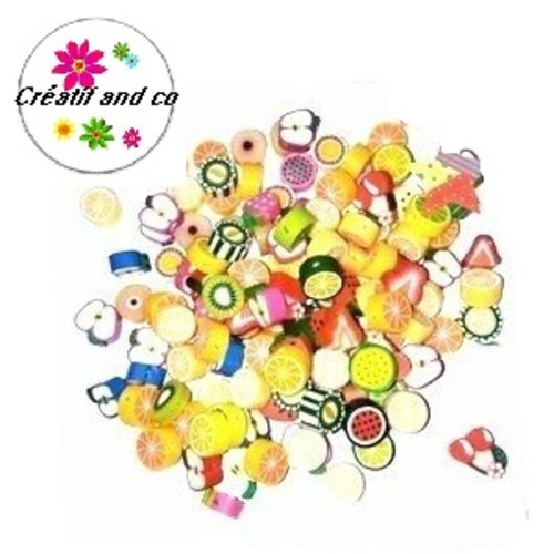 X50 perles fruits mix fimo
