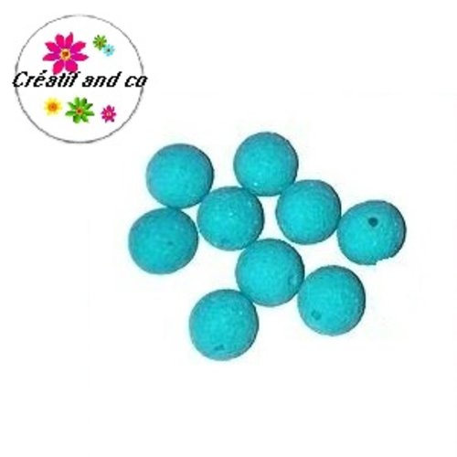 Perle ronde granuleuse turquoise fimo 14mm