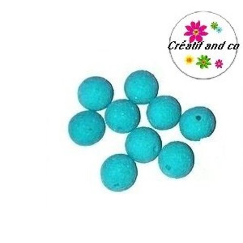 Perle ronde granuleuse turquoise fimo 14mm