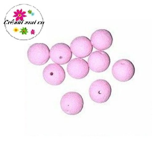 Perle ronde granuleuse rose fimo 14mm