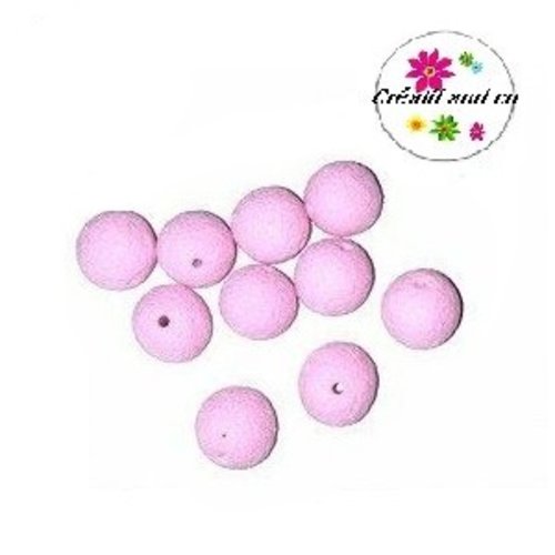 Perle ronde granuleuse rose fimo 14mm