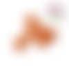 Perle ronde orange pois marron fimo 14mm