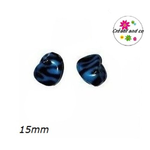 Perle zébrée turquoise/noire 15mm