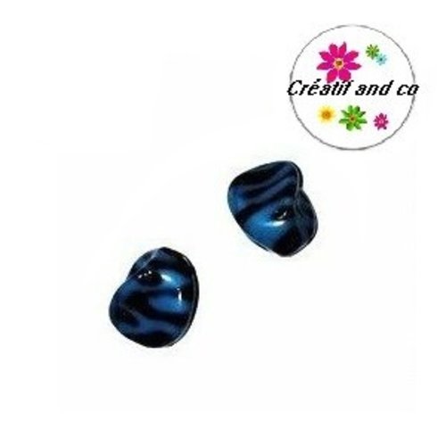Perle zébrée turquoise/noire 15mm