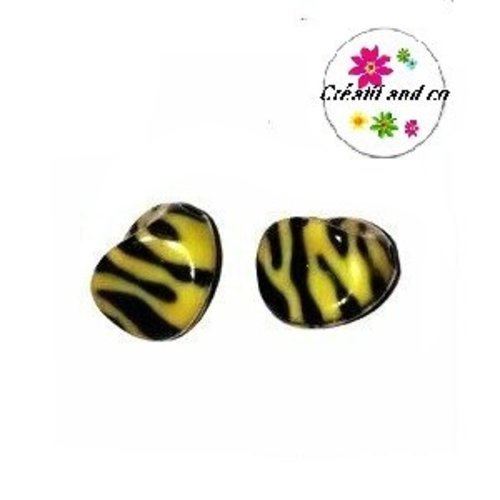 Perle zébrée jaune/noire 15mm