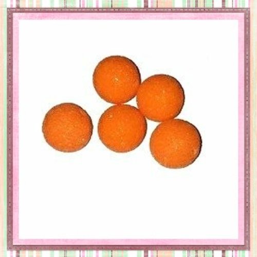 Perle ronde granuleuse orange fimo 14mm