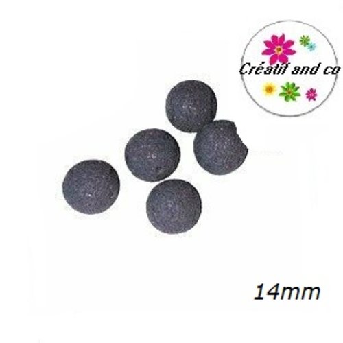 Perle ronde granuleuse grise fimo 14mm
