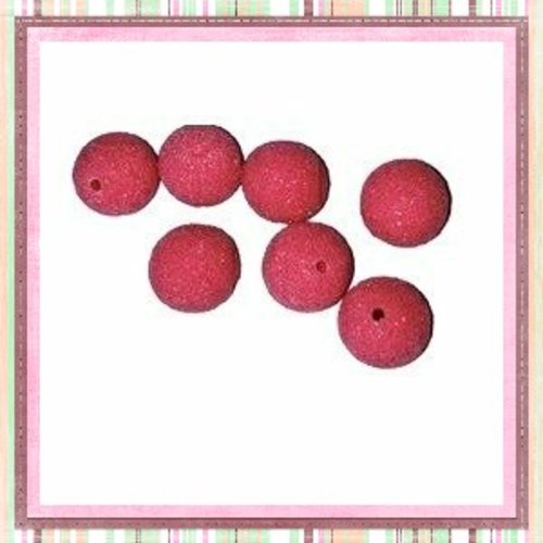 Perle ronde granuleuse rose bonbon fimo 14mm