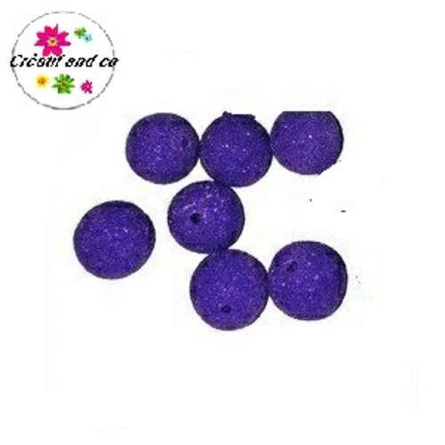 Perle ronde granuleuse violet fimo 14mm