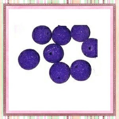 Perle ronde granuleuse violet fimo 14mm