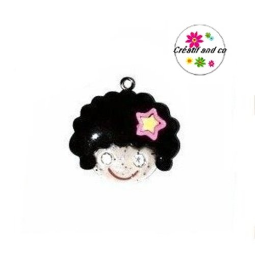 Tête girly cheveu noir 30mm