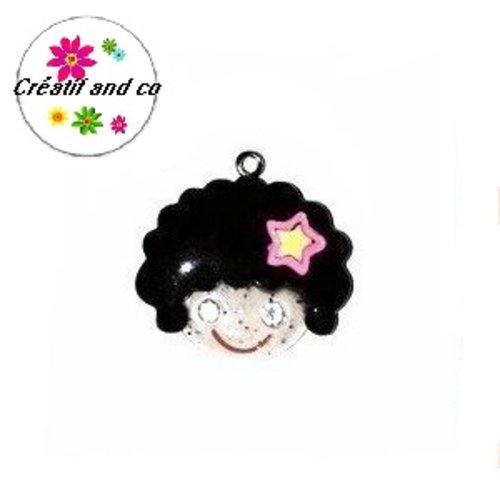 Tête girly cheveu noir 30mm