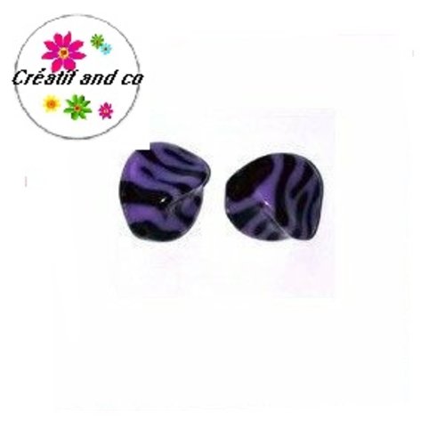 Perle zébrée parme/noire 15mm