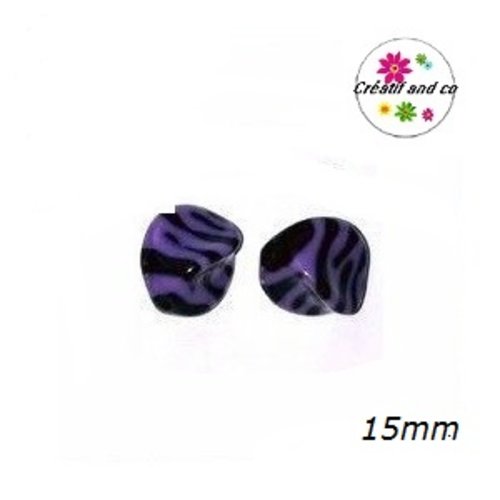 Perle zébrée parme/noire 15mm