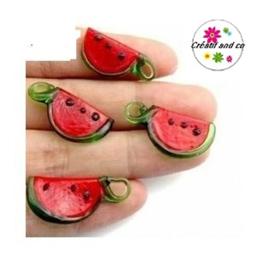 Pendentif 1/2 pastèque en verre 20mm