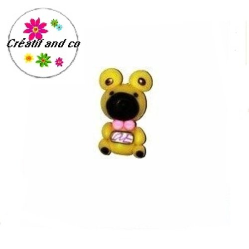 Perle ourson jaune-marron en fimo 25mm