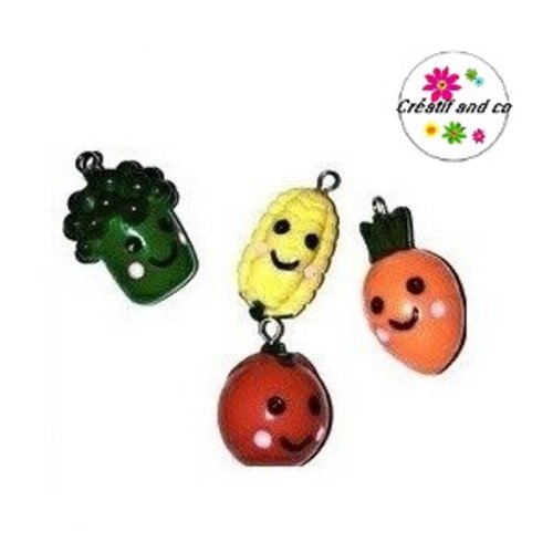 X4 breloques légumes kawaii