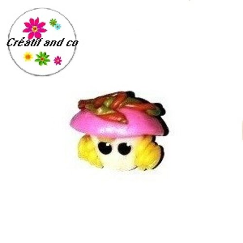 Perle visage femme chapeautée fimo