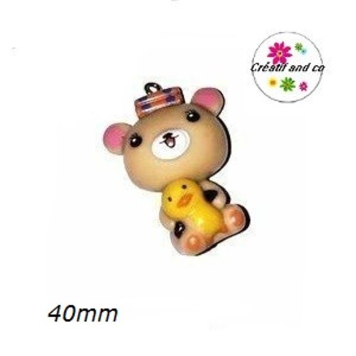 Breloque ourson et son canard 40mm