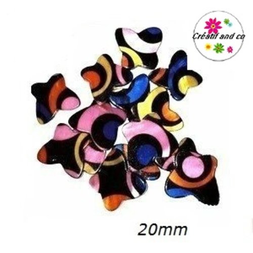Perle forme papillon nacre coloré 20mm