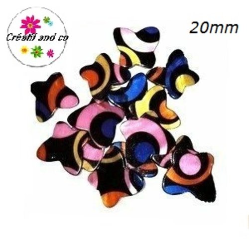 Perle forme papillon nacre coloré 20mm