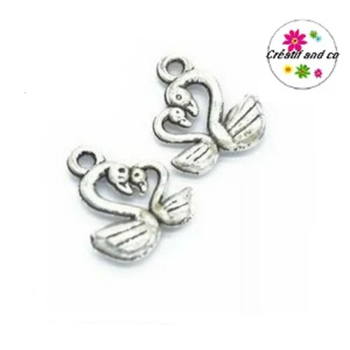 Breloque couple de cygne 15mm