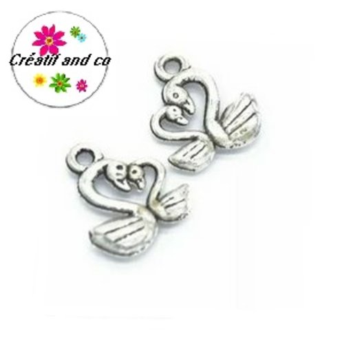 Breloque couple de cygne 15mm