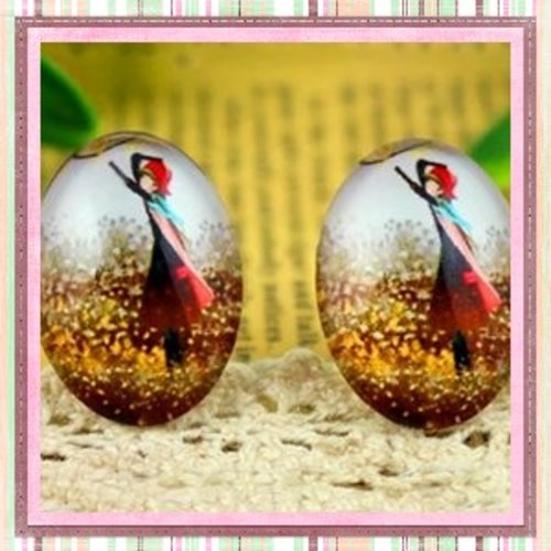 X2 cabochons ovales femme 18x25mm