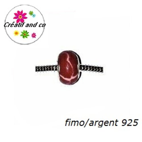 Perle à gros trou en fimo et argent 925