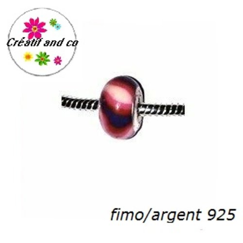 Perle à gros trou en fimo et argent 925