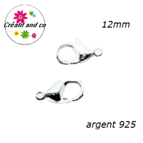 X10 mousquetons 12mm argent 925
