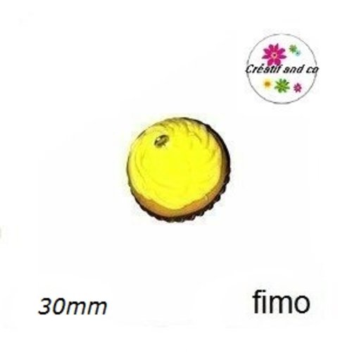 Breloque gros cupcake citron fimo