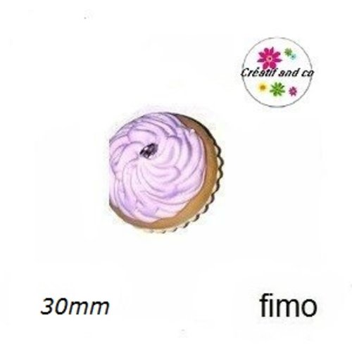 Breloque gros cupcake lavande fimo