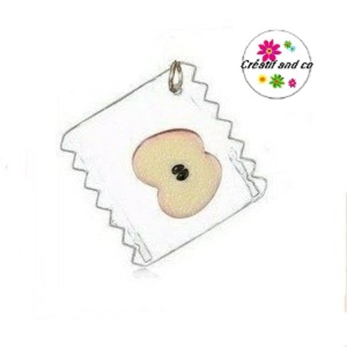 Breloque sachet transparent et sa tranche de pomme