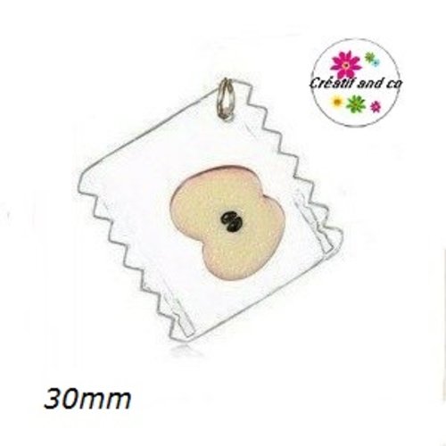 Breloque sachet transparent et sa tranche de pomme