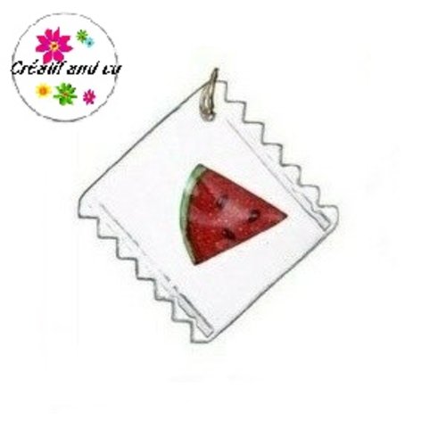 Breloque sachet transparent et sa tranche de pastèque