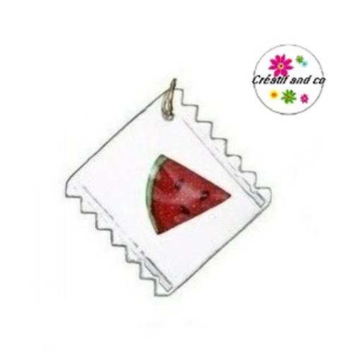 Breloque sachet transparent et sa tranche de pastèque