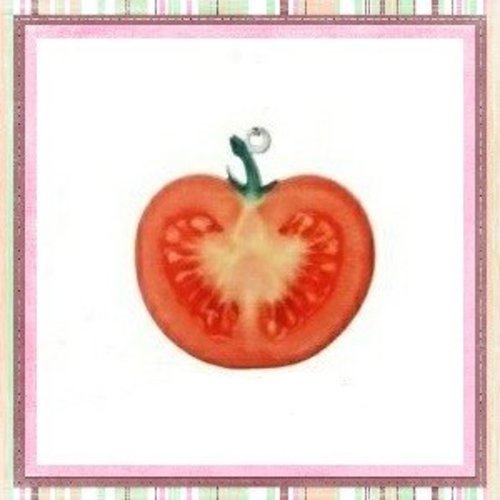 Breloque tranche de tomate acrylique 55mm