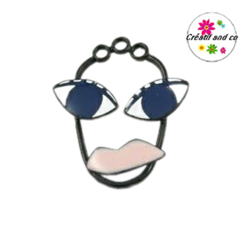 Breloque visage abstrait émail