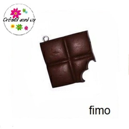 Grand carré de chocolat croqué fimo 30mm