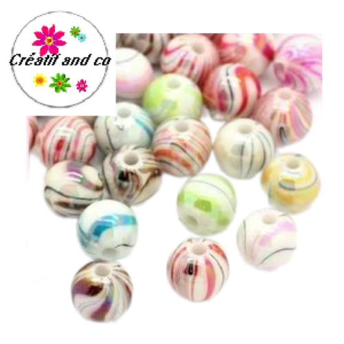 X15 perles rondes acryliques 8mm