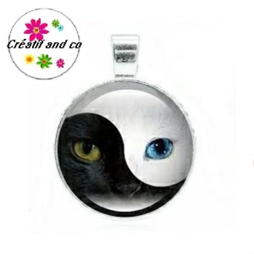 Grand pendentif panthère yin et yang 25mm