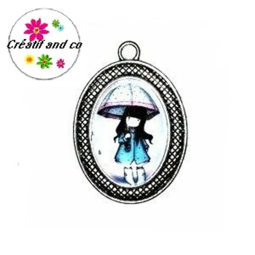 Pendentif gorjuss petite fille sous la pluie