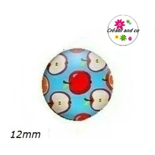 X2 cabochons pomme rouge 12mm