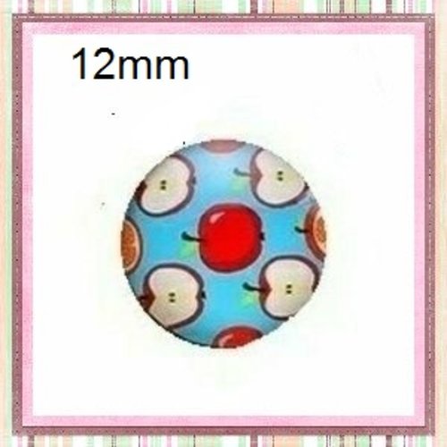 X2 cabochons pomme rouge 12mm