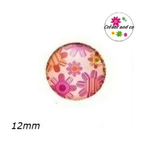 X2 cabochons fleuris 12mm