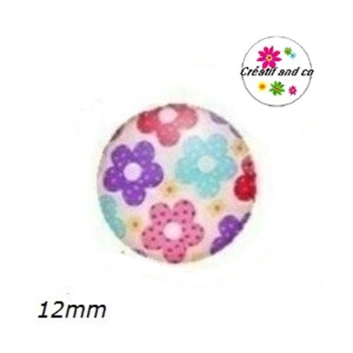 X2 cabochons fleuris 12mm