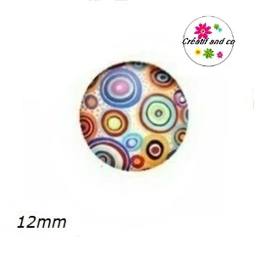 X2 cabochons psychadélique 12mm