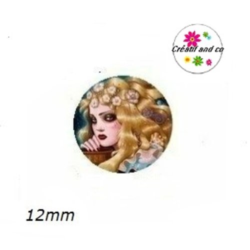 X2 cabochons femme blonde 12mm